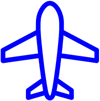 Blue airplane icon